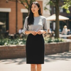 Narciso Rodriguez Black Wool Skirt | Zip Closure | Tailored | Size M